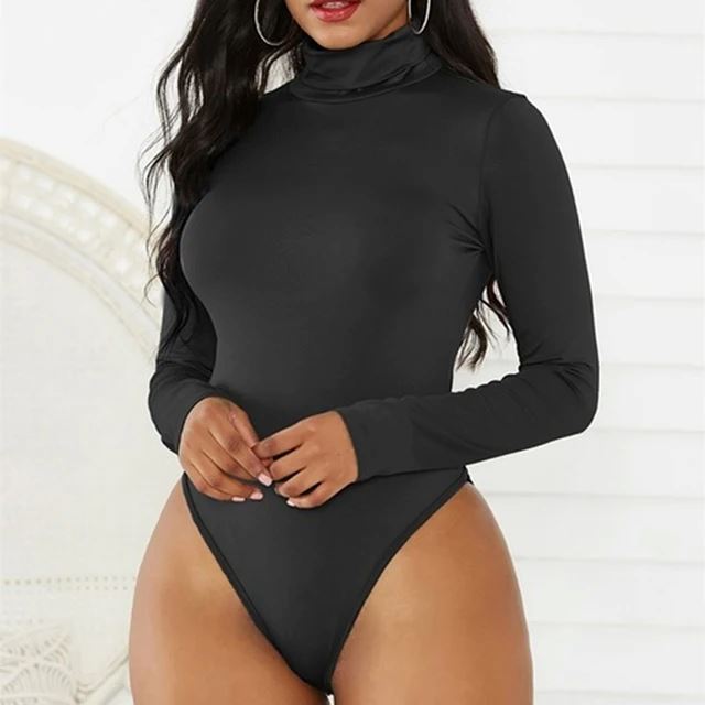 Body Feminino de Manga Longa e Gola Alta: Elegância e Conforto para o Dia a Dia FEMININO - VESTUÁRIO - BODY MANGA LONGA Dm Stores Preto P 