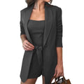Conjunto Blazer e Shorts Feminino - Elegância e Conforto para Profissionais Modernas FEMININO - ROUPAS - BLAZER E SHORTS Dm Stores Preto P 