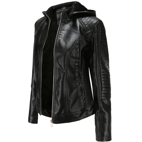 Jaqueta Clássica Forrada de Couro com Capuz - Frete Grátis FEMININO - VESTUÁRIO - JAQUETA DE COURO 2 Dm Stores 