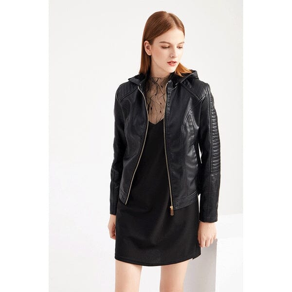 Jaqueta Clássica Forrada de Couro com Capuz - Frete Grátis FEMININO - VESTUÁRIO - JAQUETA DE COURO 2 Dm Stores 