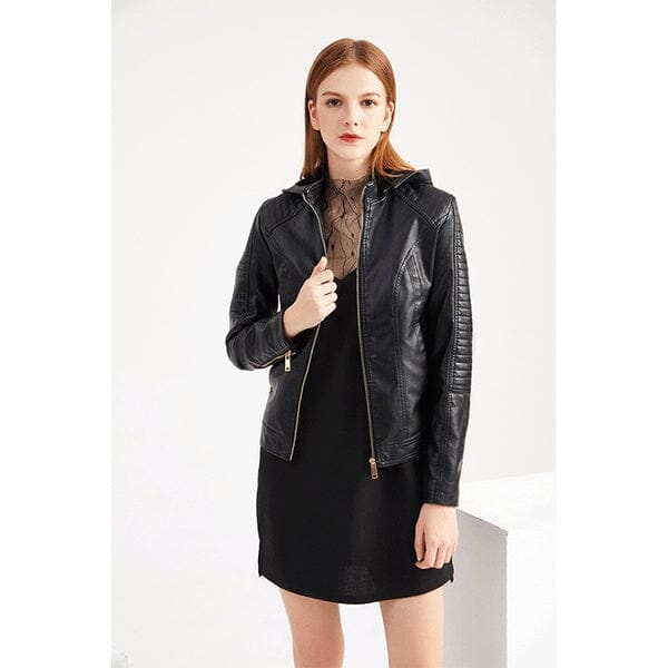 Jaqueta Clássica Forrada de Couro com Capuz - Frete Grátis FEMININO - VESTUÁRIO - JAQUETA DE COURO 2 Dm Stores 
