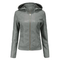 Jaqueta Clássica Forrada de Couro com Capuz - Frete Grátis FEMININO - VESTUÁRIO - JAQUETA DE COURO 2 Dm Stores Cinza P 