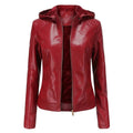 Jaqueta Clássica Forrada de Couro com Capuz - Frete Grátis FEMININO - VESTUÁRIO - JAQUETA DE COURO 2 Dm Stores Vermelho P 