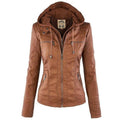 Jaqueta de Couro com Capuz - Frete Grátis FEMININO - VESTUÁRIO - JAQUETA COURO Dm Stores Caramelo P 
