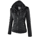 Jaqueta de Couro com Capuz - Frete Grátis FEMININO - VESTUÁRIO - JAQUETA COURO Dm Stores Preto P 