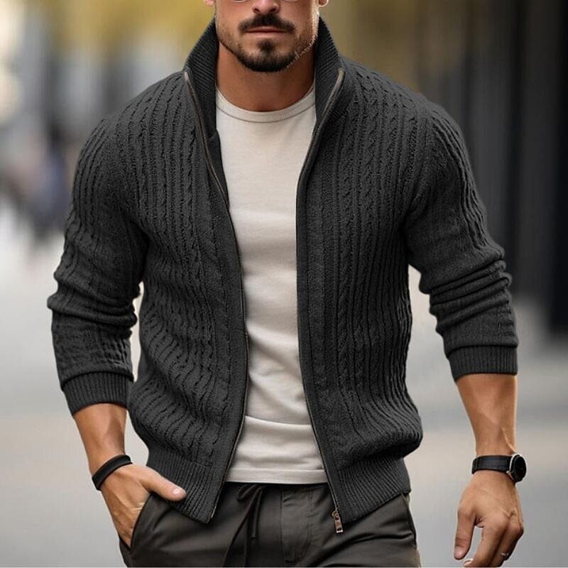 Jaqueta de Malha Grossa Masculina com Gola Alta – O seu novo Clássico para o Frio MASCULINO - JAQUETA - GOLA ALTA Dm Stores 