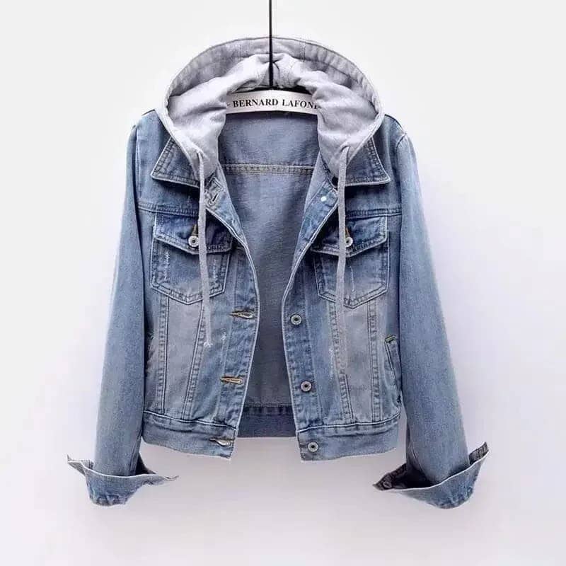 Jaqueta Jeans Feminina Com Capuz FEMININO - VESTUÁRIO - JAQUETA JEANS 2 Dm Stores Jeans Claro P 
