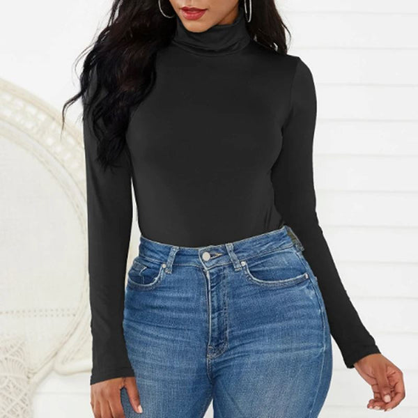 Macacão Bodysuit de Manga Longa Feminino: Elegância e Conforto FEMININO - BLUSA - BODYSUIT Dm Stores Preto P 