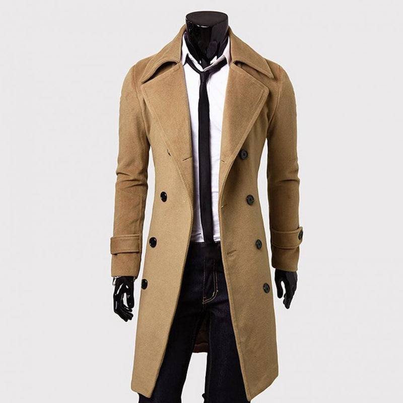 Sobretudo Masculino Slim Fit Trespassado: Estilo e Elegância para o Inverno MASCULINO - VESTUÁRIO - SOBRETUDO Dm Stores Cáqui M 