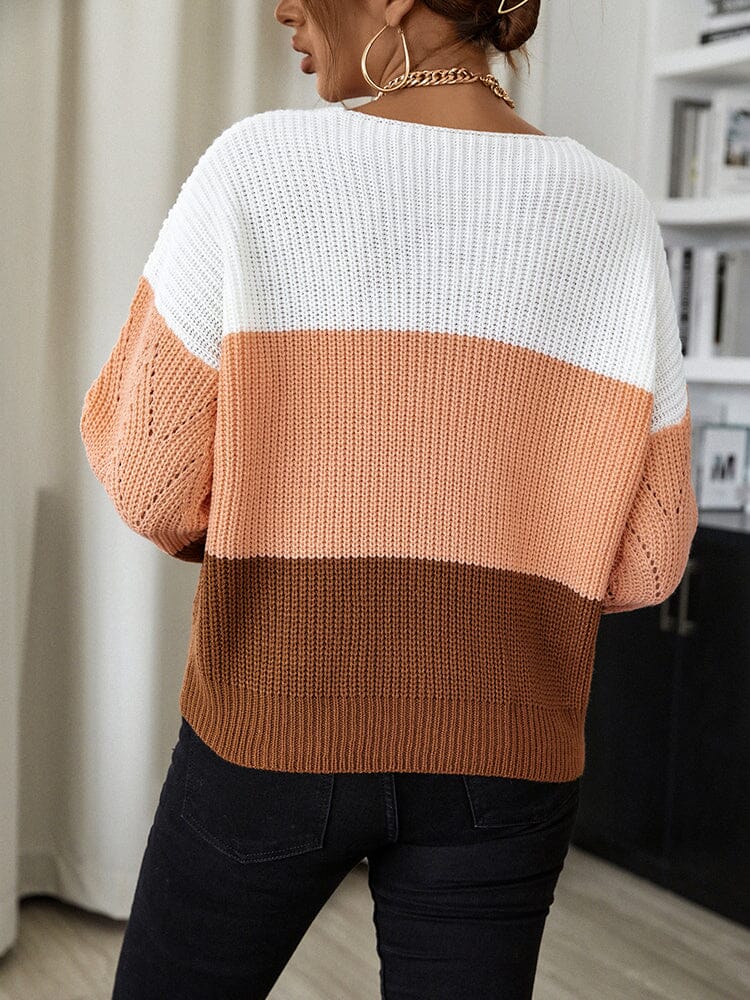 Suéter Feminino Sofia - Elegância Listrada com Decote V e Design Contemporâneo FEMININO - BLUSA - SOFIA Dm Stores 