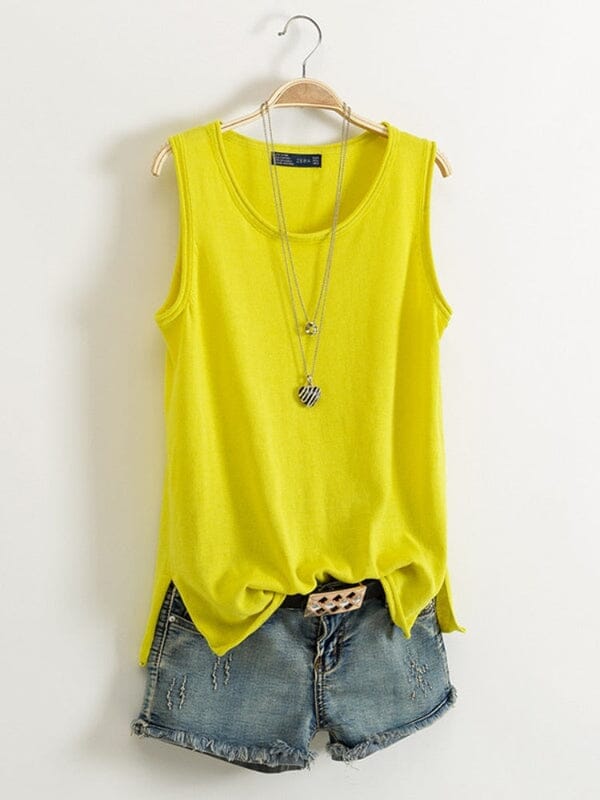 Blusa Regata Alana Roupas (Regata Feminina 1) Dashui Amarelo M 