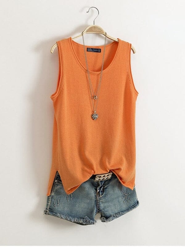 Blusa Regata Alana Roupas (Regata Feminina 1) Dashui Laranja M 