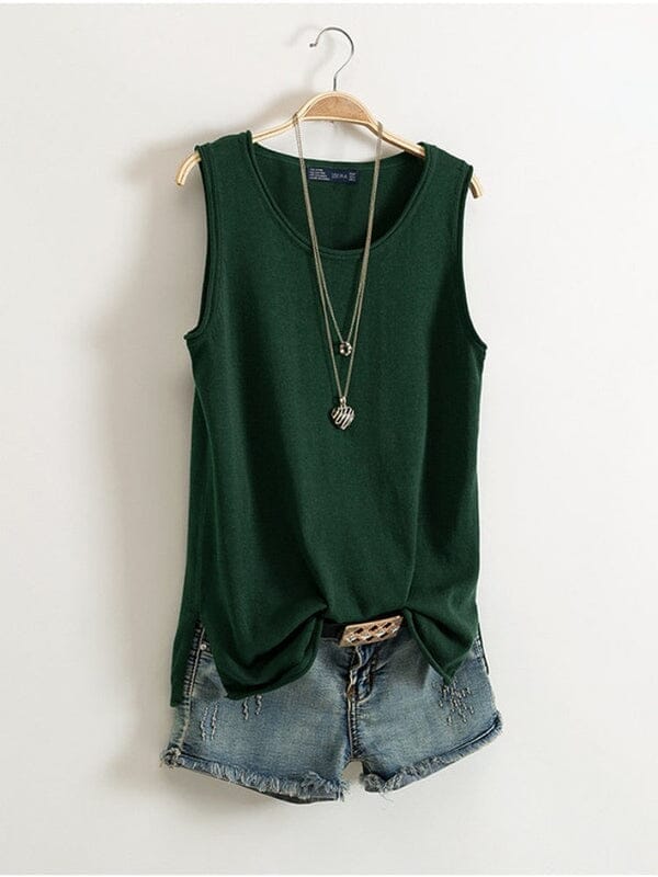Blusa Regata Alana Roupas (Regata Feminina 1) Dashui Verde Escuro M 