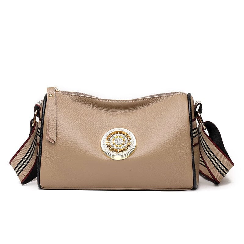 Bolsa de Couro Feminina Bella Fashion Joias & Acessórios (Bolsa 7) Dashui Cáqui 