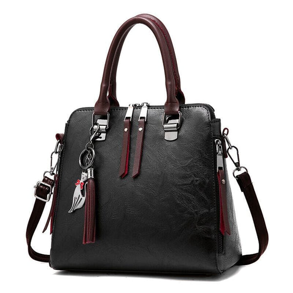 Bolsa Feminina de Couro Aurora Joias & Acessórios (Bolsa 6) Dashui Preta 24X23X13CM 