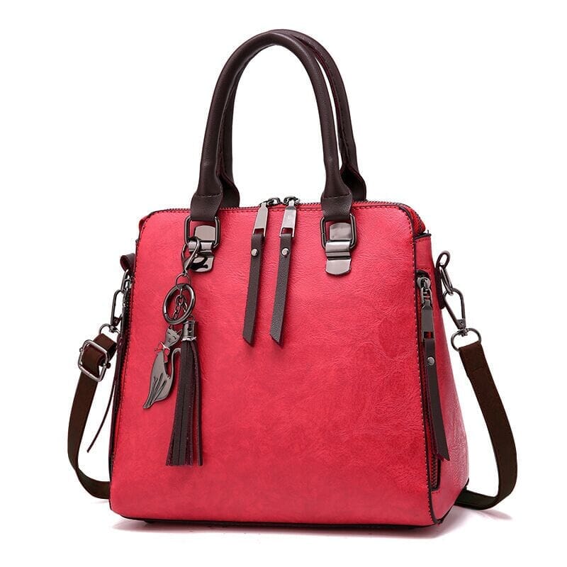 Bolsa Feminina de Couro Aurora Joias & Acessórios (Bolsa 6) Dashui Vermelha 24X23X13CM 