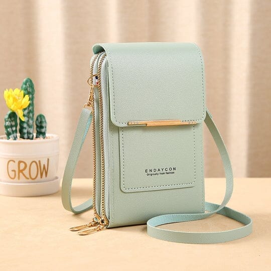 Bolsa Porta Celular Crossbody de Couro Legítimo Joias & Acessórios (Porta Celular 1) Dashui Verde 