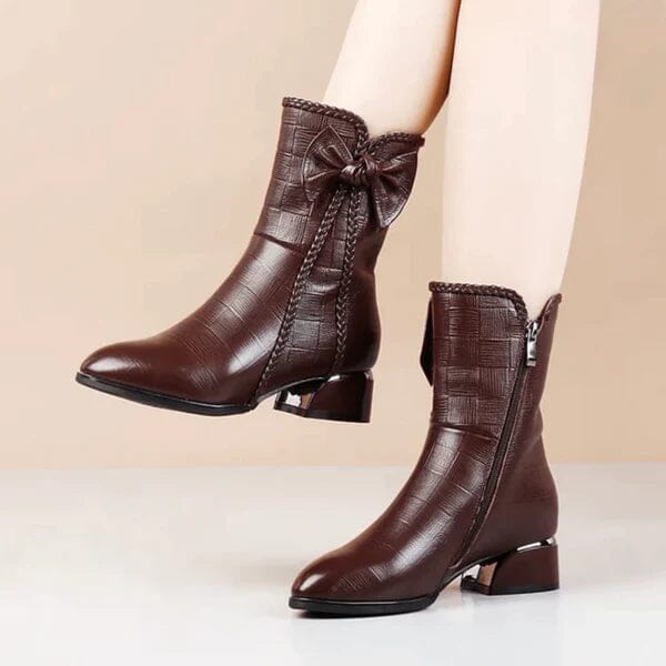 Bota Feminina de Couro Aveludada para Inverno - Winter Soft Calçados (Bota Feminina 8) Dashui Marrom 34 