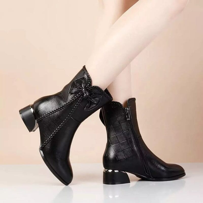 Bota Feminina de Couro Aveludada para Inverno - Winter Soft Calçados (Bota Feminina 8) Dashui Preto 34 