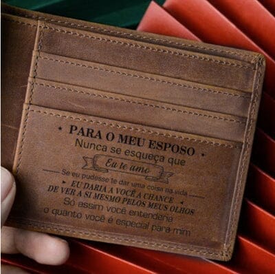 Carteira Masculina de Couro Legítimo Personalizada Joias & Acessórios (Carteira) Dashui Marrom Para Meu Esposo 