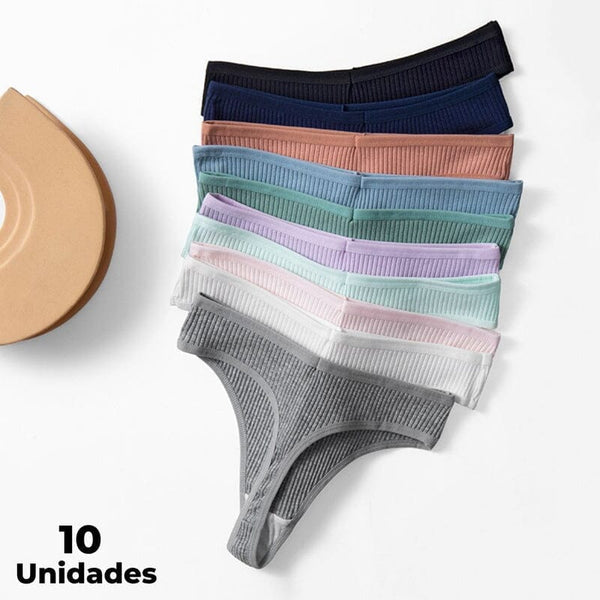 Calcinhas Fio Dental em Algodão - Compre 5 Leve 10 Roupas (Sutiãs e Calcinhas 5) Dashui 