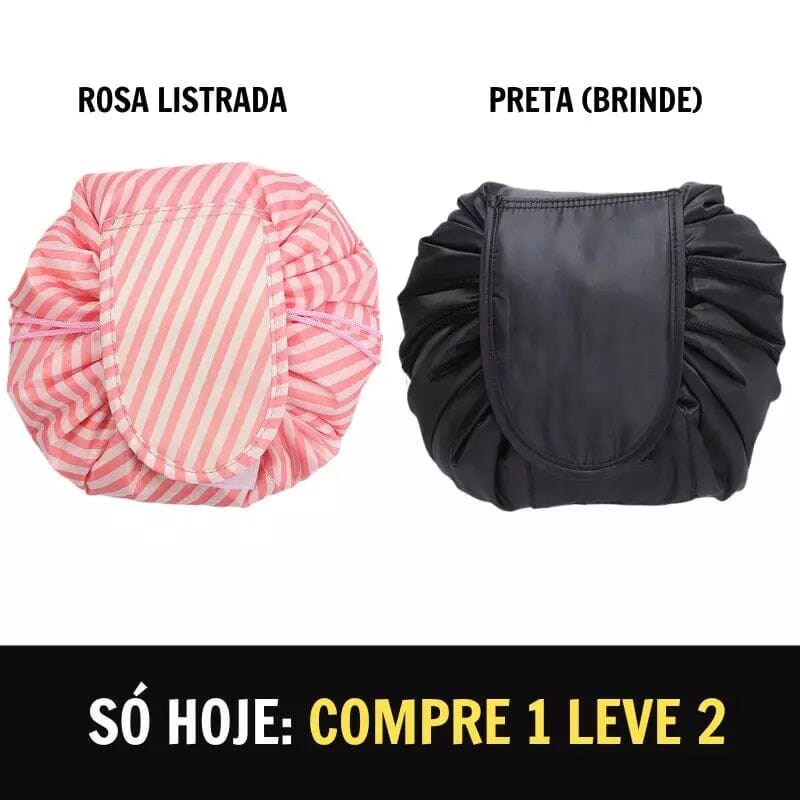 CosmeticBag - A Necessaire Definitiva (COMPRE 1 LEVE 2) Saude & Beleza (Cosméticos 1) Dashui Rosa Listrado + Preto 