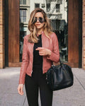 Jaqueta de Couro Feminina - Moda Inverno Roupas (Jaqueta Feminina 1) Dashui Rosa P 
