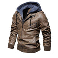 Jaqueta de Couro Masculina Premium com Capuz Removível Roupas (Jaqueta Masculina 14) Dashui Caqui P 