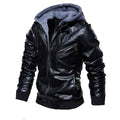 Jaqueta de Couro Masculina Premium com Capuz Removível Roupas (Jaqueta Masculina 14) Dashui Preto P 