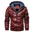 Jaqueta de Couro Masculina Premium com Capuz Removível Roupas (Jaqueta Masculina 14) Dashui Vinho P 