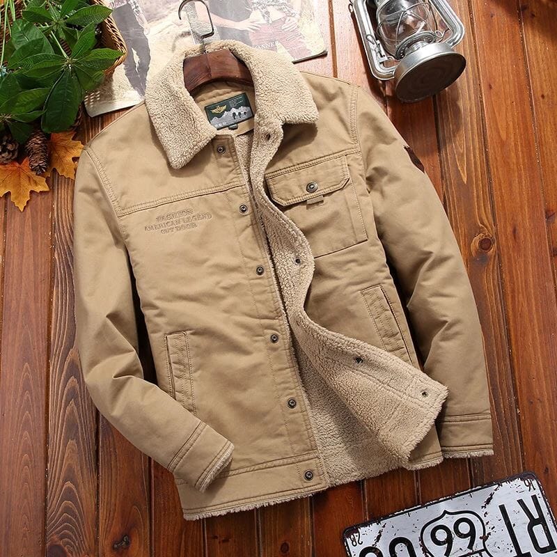 Jaqueta Masculina Classic Flanelada em Algodão / Outono/Inverno 2023 Roupas (Jaqueta Masculina 3) Dashui Bege Claro PP 