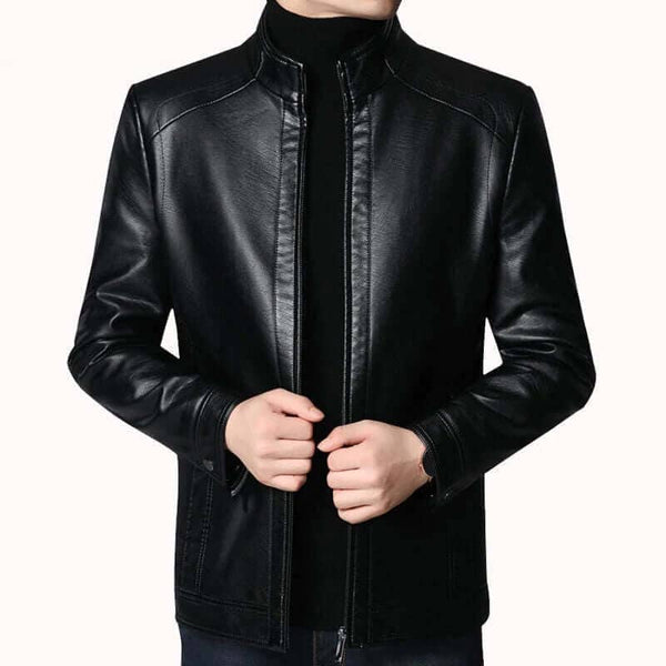Jaqueta Masculina de Couro Michigan Elegante Roupas (Jaqueta Masculina 11) Dashui Preto P 