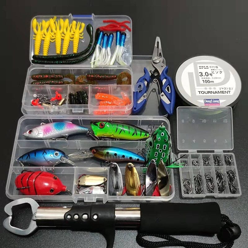 Kit para Pesca com 164 Peças - Linha, Anzol e Iscas Artificiais Esportes (Isca 1) Dashui 164 Peças + Grip + Alicate 