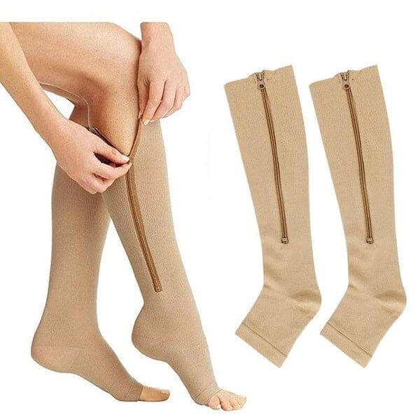 Meia de Alta Compressão Anti Varizes e Inchaço com Ziper Roupas (Meias 1) Dashui 