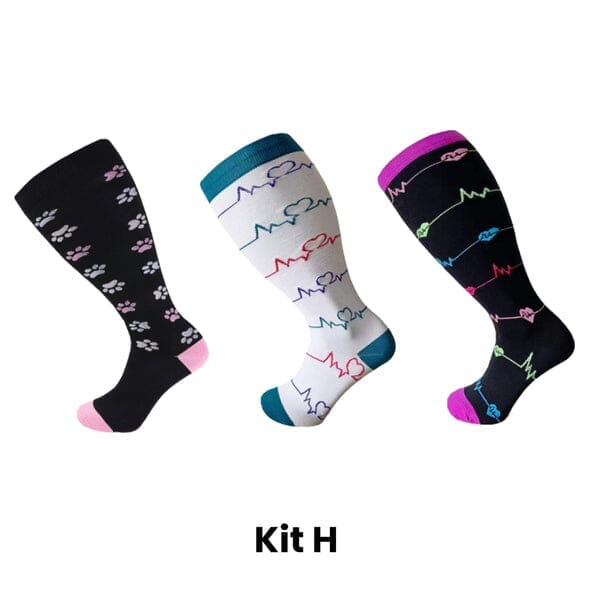 Meias de Compressão ConfortLife Plus Size (Kit 3 Pares) Roupas (Meias 2) Dashui KIT H XX 