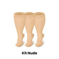 Meias de Compressão ConfortLife Plus Size (Kit 3 Pares) Roupas (Meias 2) Dashui KIT NUDE XX 