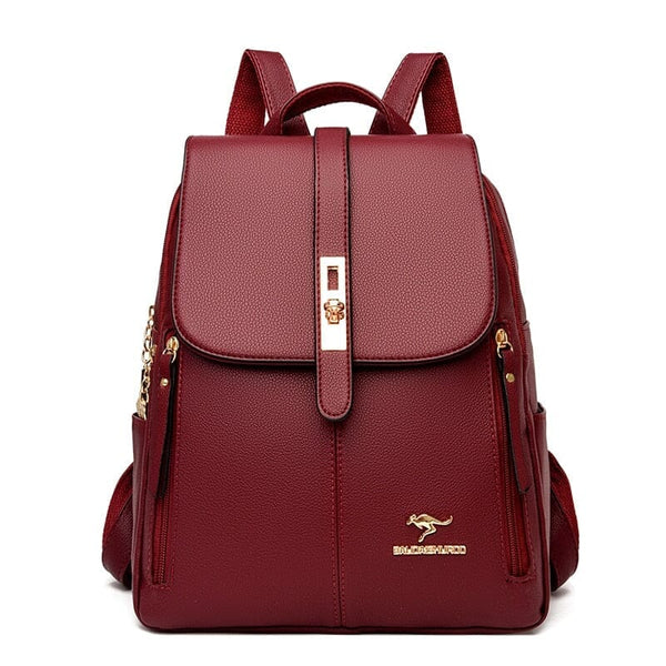 Mochila de Couro Feminina Roupas (Bolsa Feminina 3) Dashui Vermelho 