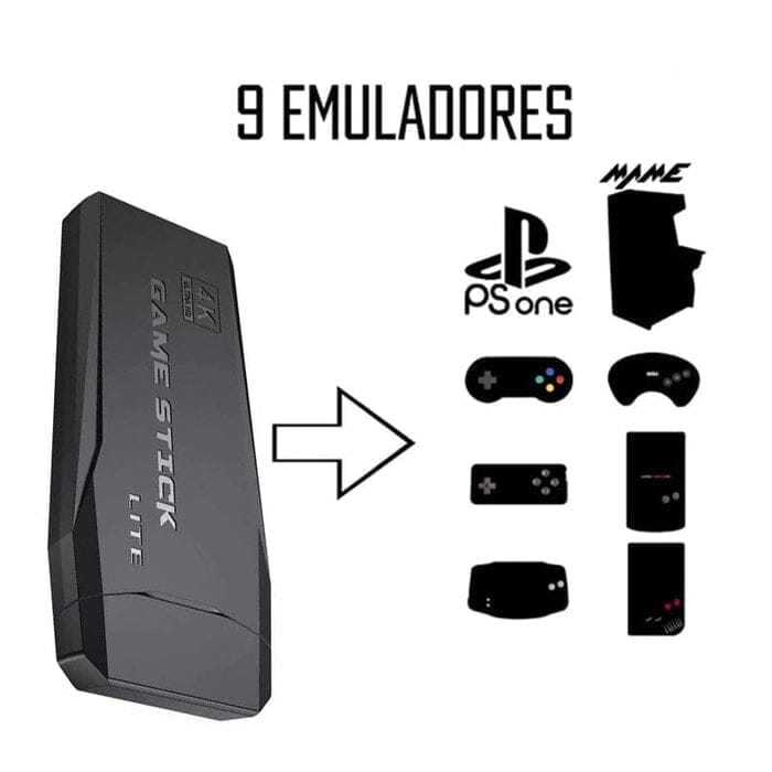 Super Game Stick Retrô - 10.000 Jogos 4K + 2 Controles Eletrônicos (Videogame 1) Dashui 
