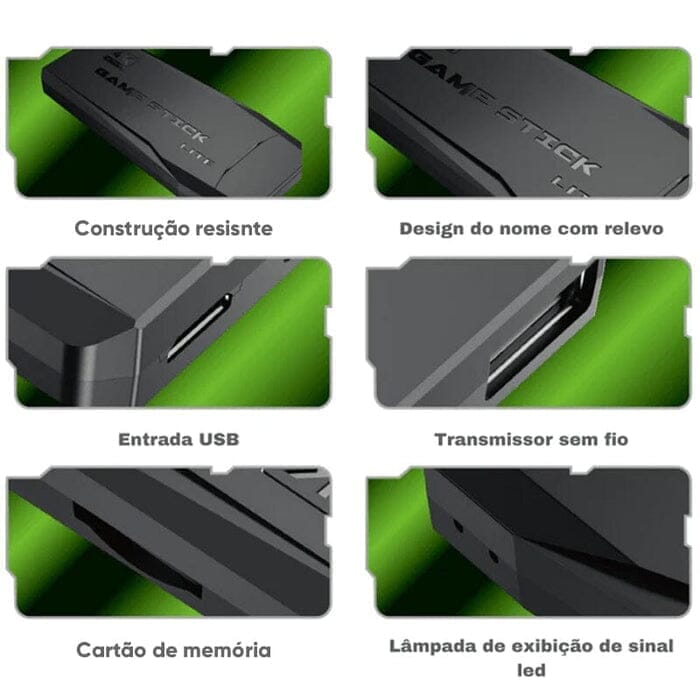 Super Game Stick Retrô - 10.000 Jogos 4K + 2 Controles Eletrônicos (Videogame 1) Dashui 