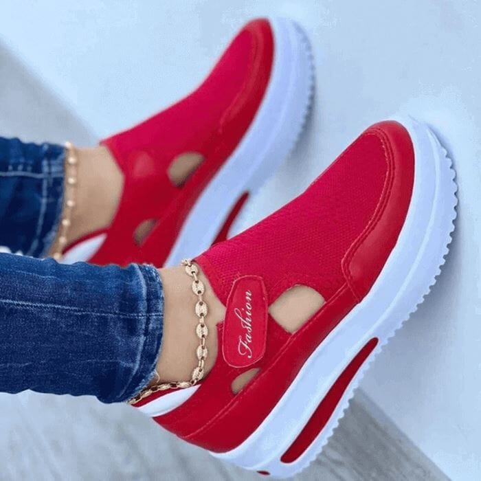 Tênis Feminino Casual Respirável - Soft Calçados (Tênis Feminino 9) Dashui Vermelho 35 